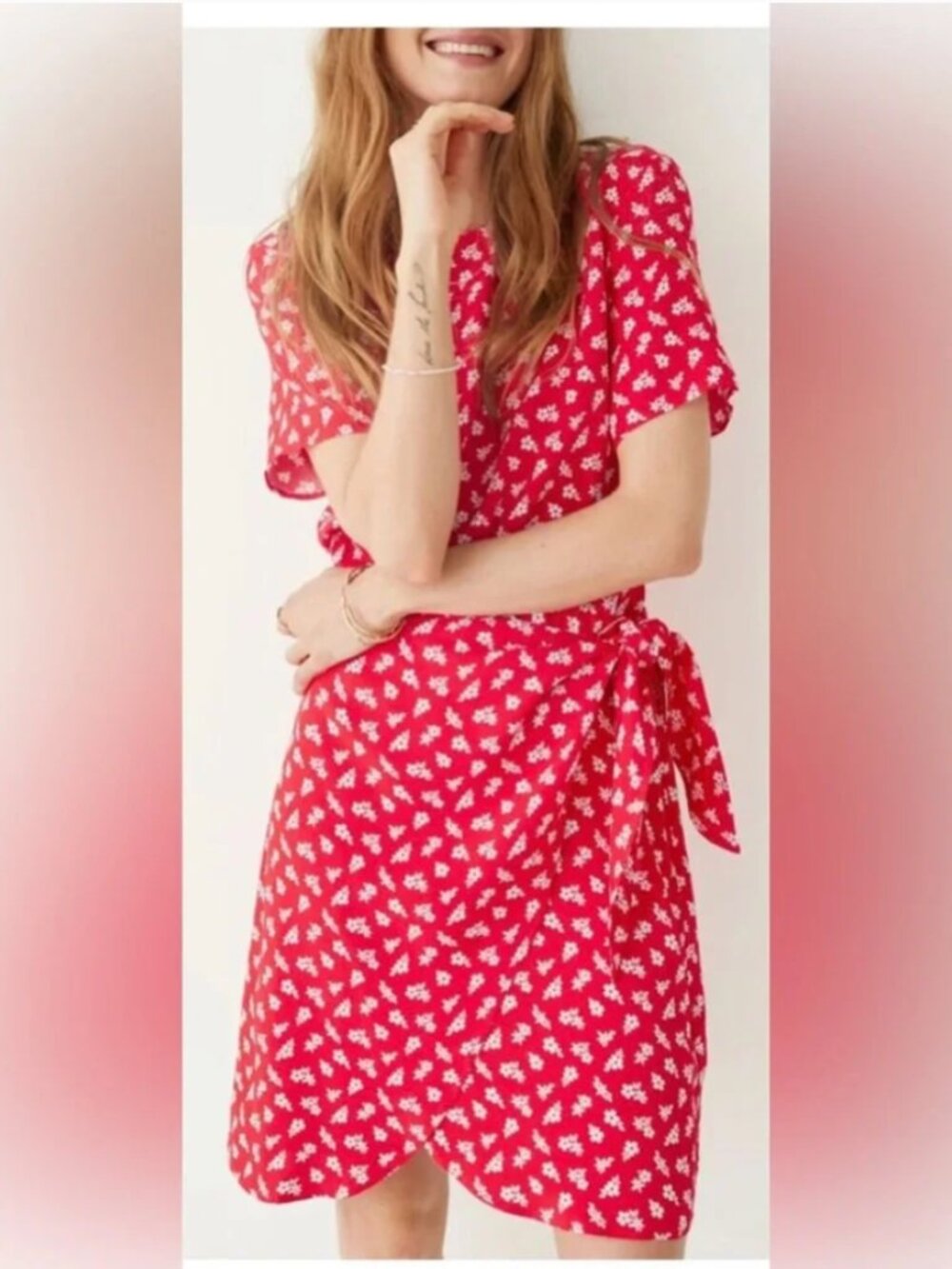 & Other Stories red floral dress with wrap skirt